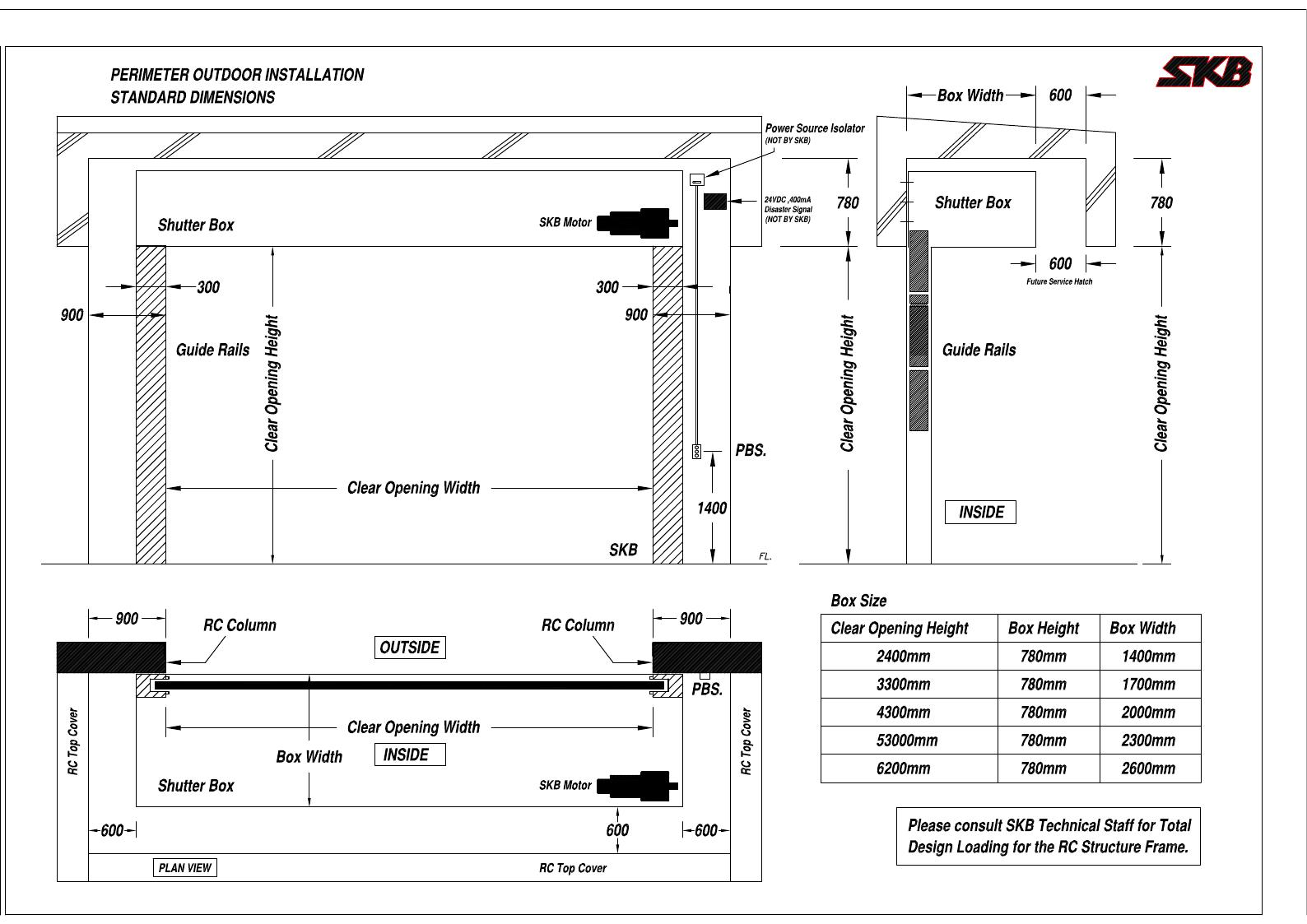 Outdoor flood shutter installation standard drawing